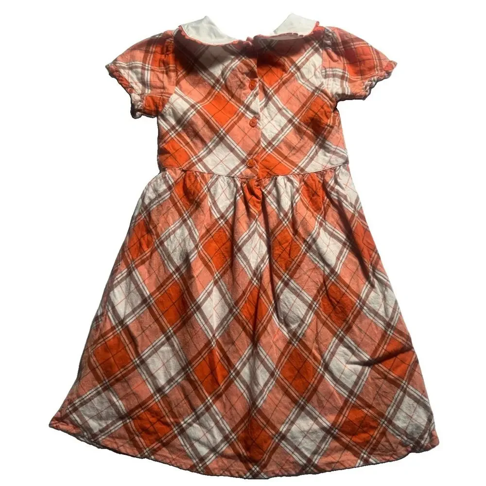 Gymboree Girls Size 6 Orange Plaid Pumpkin Collar Dress Fall Thanksgiving